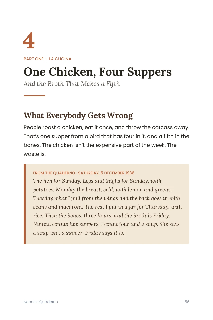 Sample page 56: One Chicken, Four Suppers