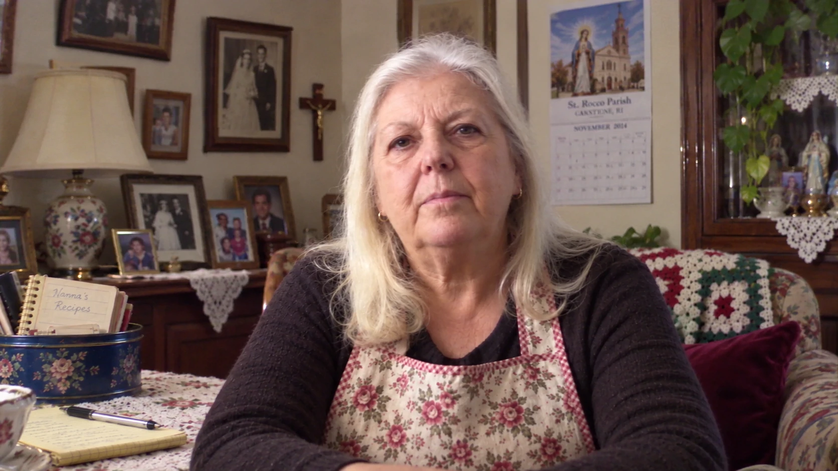 Rosie Benedetto at her family table with Nonna’s notebooks